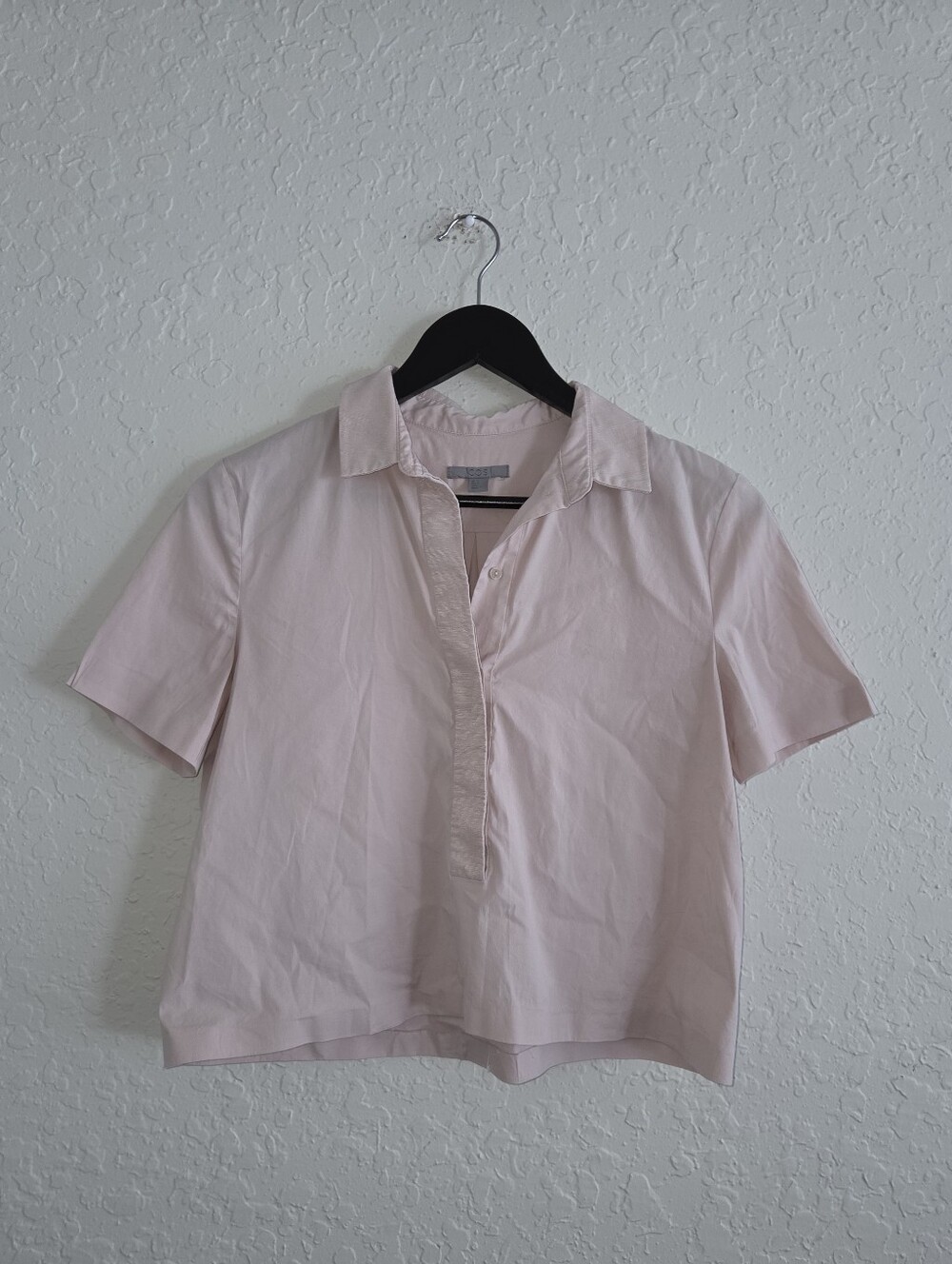 COS Womens Oversized Boxy Lyocell Popover Top Size 4 Mauve Pink Short Sleeve